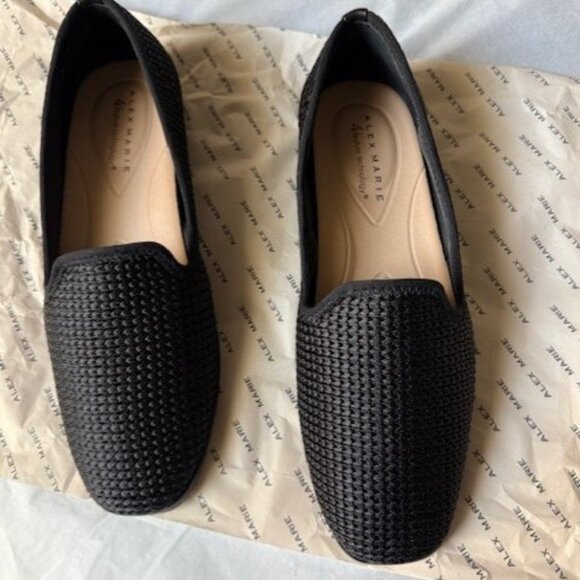 WOMEN’S SHOES, BLACK WOVEN LOAFERS, ALEX MARIE, BECKETT , SIZE 8.5 M, NEW - Picture 2 of 10